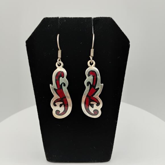 Unbranded | Jewelry | Taxco Red Jasper Inlay Sterling Silver Earrings ...